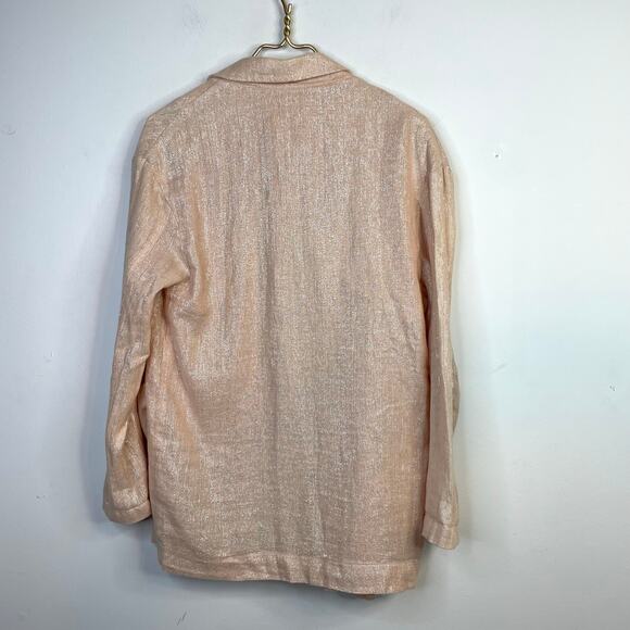 Amadi Kaye Linen Blend Metallic Oversized Unstructured Blazer Jacket Anthro XS - Picture 9 of 15
